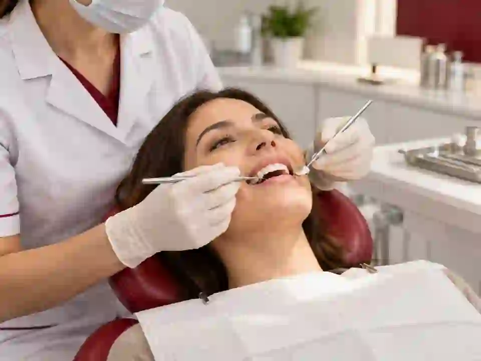 Dentist examining a patient's teeth